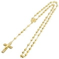 thumbnail image 2 of Hip Hop Iced 6mm Bead Rosary Gold Plated Guadalupe & Jesus Cross 28" Necklace HR 600 G, 2 of 3