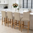 thumbnail image 3 of Brown Plaid Bar Stool Covers - Stretch Dining Chair Covers Set of 4, Gingham Checked Minimalist Modern Bar Chair Cover Removable Counter Stool Pub Chairs Slipcovers Protectors for Kitchen/Cafe, 3 of 9