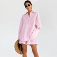 thumbnail image 3 of Pijamas de manga larga de verano europeos y americanos de algodón y lino para mujer, ropa de hogar holgada de moda, conjunto de dos piezas, 3 of 6