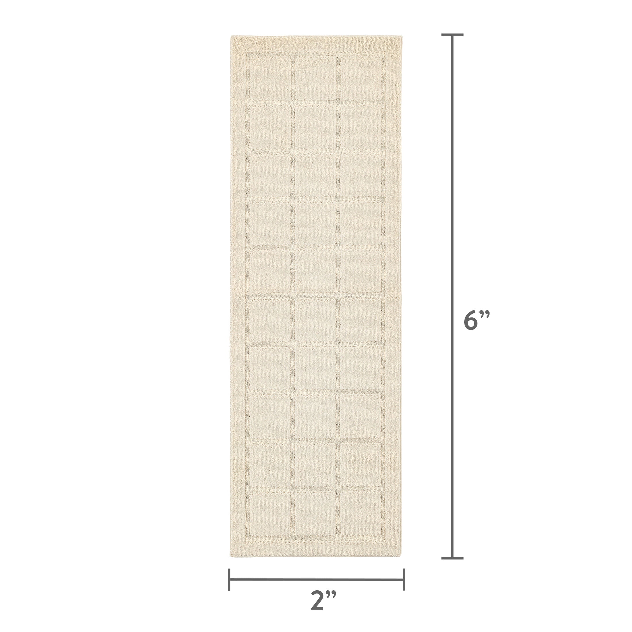 Mainstays Solid High Low Tufted Grid Beige Indoor Runner Rug, 2' x 6'