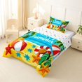 thumbnail image 2 of Castle Fairy Flat Cartoon Summer Beach Art Twin Comforter Sets 2pcs,Palm Pineapple Holiday Layout Bedding Set,Yellow Blue,Reversible,1 Comforter and 1 Pillowcase, 2 of 6