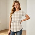 thumbnail image 5 of Frostluinai Womens Maternity Nursing Tops Striped Plaid Print Double Layer Easy Lift Up Crew Neck Short Sleeve Breastfeeding Blouse, 5 of 10
