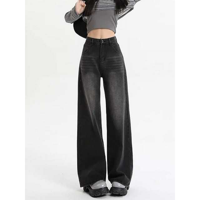 Pantalones vaqueros holgados Vintage para mujer, ropa de calle Y2k de pierna ancha, pantalones vaqueros Harajuku de gran tamaño, pantalones vaqueros de moda coreana de otoño