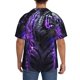 thumbnail image 3 of Balery Purple Plant White Tiger Camisa Casual de Manga Corta con Botones para Hombre, Texturizada, Estilo Cubano, para Playa, Verano-3X-Large, 3 of 5