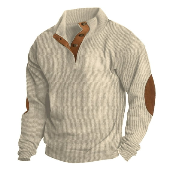 RMGVDSD Mens Sweatshirts Heavyweight Corduroy Casual Stand Collar Sweatshirt 1/4 Button Pullover Sweaters Comfy Long Sleeve Tops Comfort Hoodie Tops