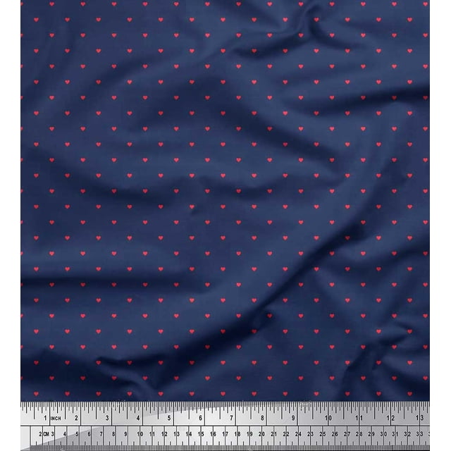 Soimoi Rayon Fabric Heart Shirting Fabric Prints by Yard 56 Inch Wide