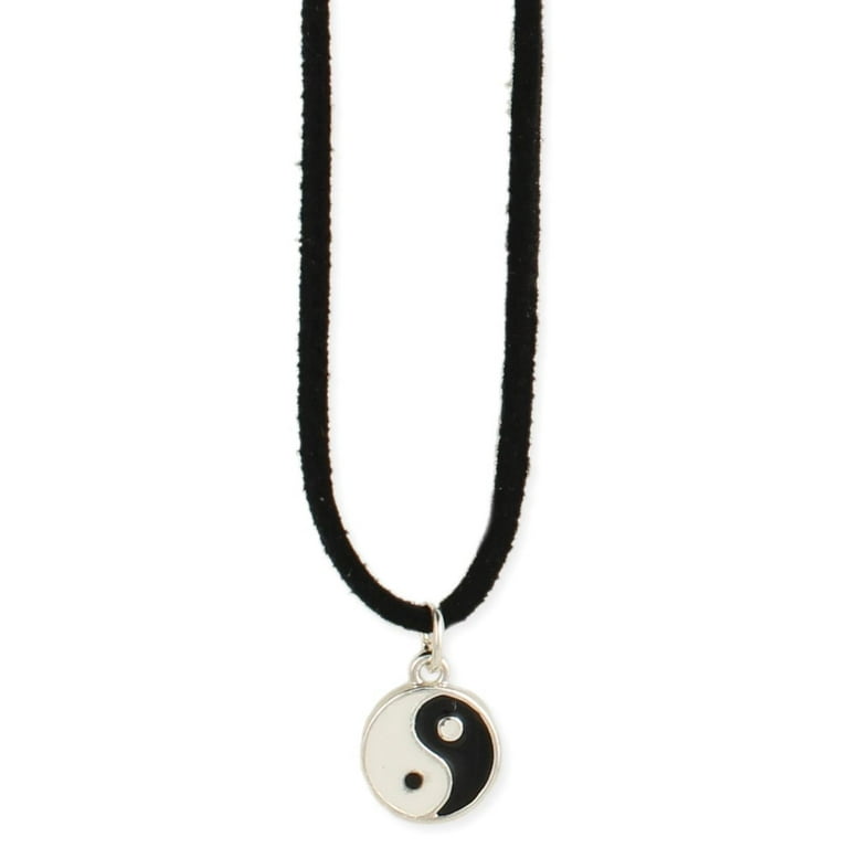 Zad Jewelry Yin Yang Pendant Choker Cord Necklace, Black 