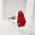 thumbnail image 3 of Aries Coral Coffin Ring, Natural Red Coral Ring, April Birthstone, Unisex Ring, Womens Ring, Coffin Ring, 925 Sterling Silver, Christmas, Handmade, Statement Jewelry, Coffin Shape Gemstone Ring, 3 of 6