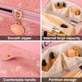 thumbnail image 3 of Bolsa de cosméticos de viaje para mujer, bolsa de maquillaje plana abierta, bolsa de cosméticos de cuero impermeable, bolsa de aseo de viaje de almacenamiento multifuncional, 3 of 5