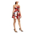 thumbnail image 3 of Trixxi Womens Juniors Floral Bow-Back Fit & Flare Dress Red 13, 3 of 4