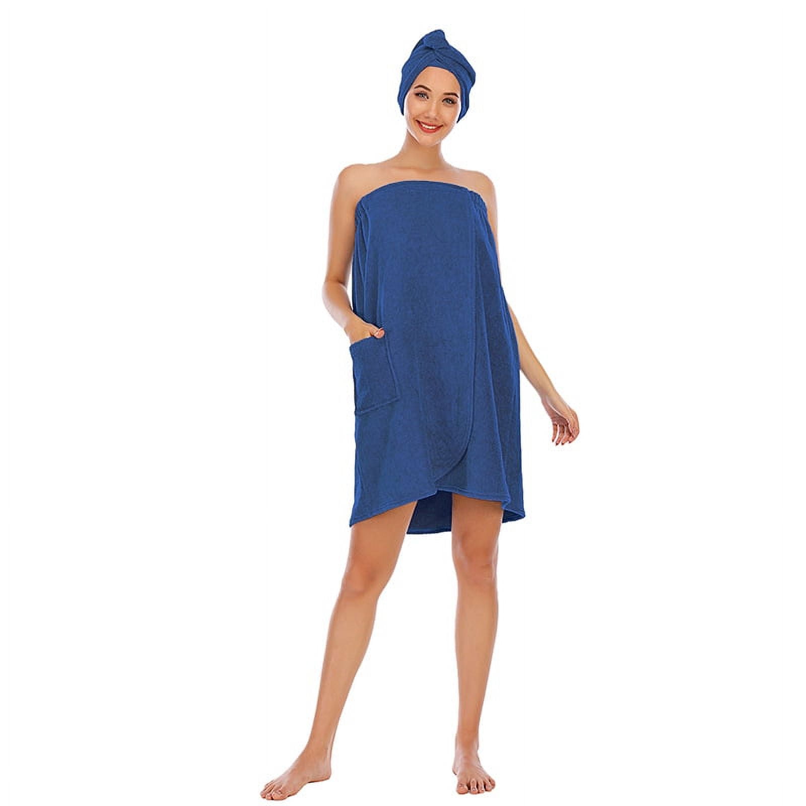 Eternatastic Womens Bath Shower Wrap Body Towel Terry Cloth Spa Bath Towel Wrap with Adjustable Closure