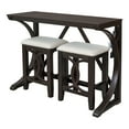 thumbnail image 4 of Harper & Bright Designs Farmhouse 3 Piece Counter Height Dining Table Set for 2, Wood Console Bar Table with USB Port and Upholstered Stools, Gray for Small Space, Espresso, 4 of 13