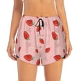 thumbnail image 2 of Xecao's Cute Strawberry C for a double-layer running short for women, perfect for gym, tennis, and more, featuring a convenient pocket., 2 of 9