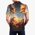 thumbnail image 6 of Cauagu Red And Gray Flame Fox Print Men's Polo Shirts, Short-Sleeve Polo Shirts for Men Performance Golf Shirt Athletic Casual Collared T-Shirt-Small, 6 of 8