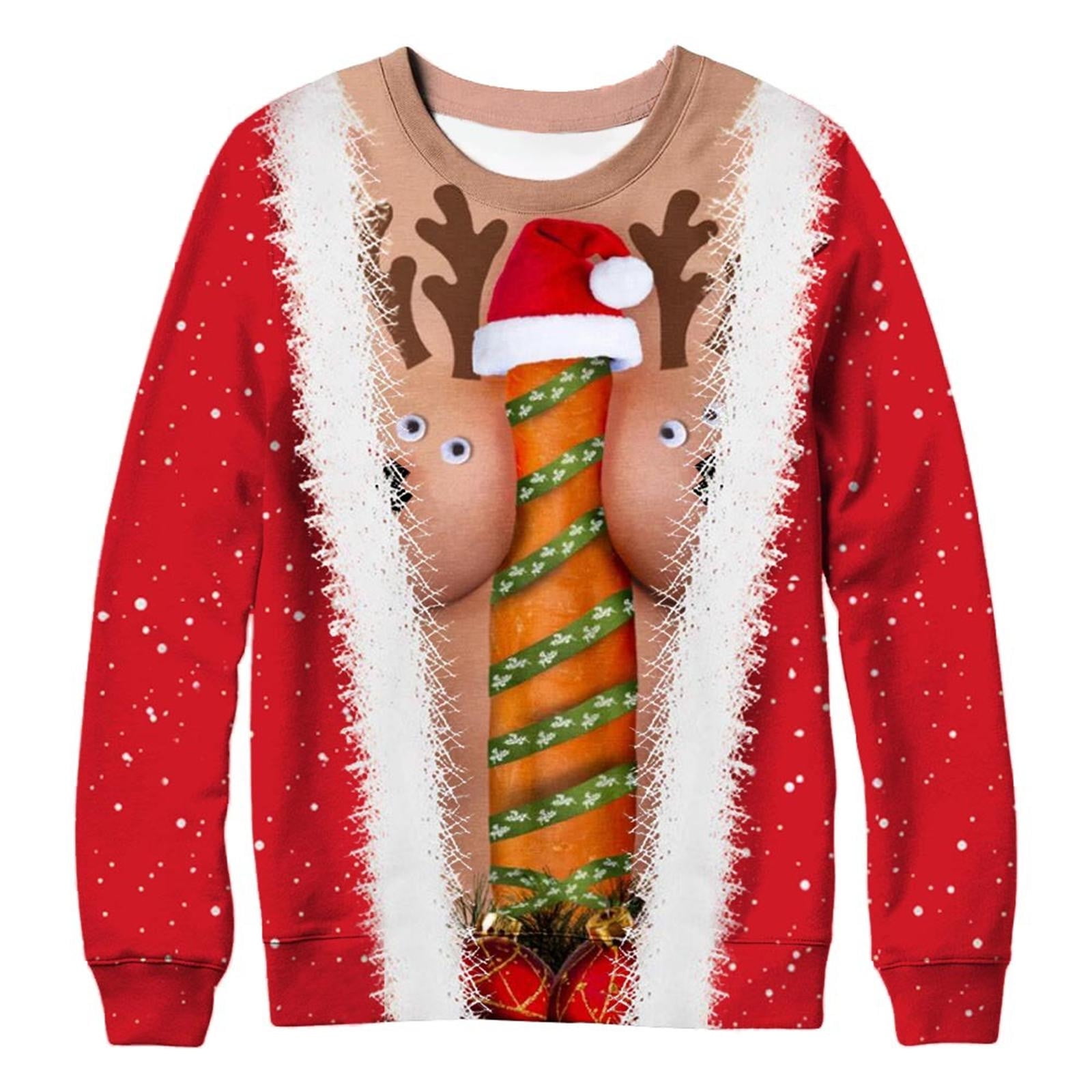 YONGM Womens Hooded 3D Christmas Printing Casual Long Sleeve Sweater 