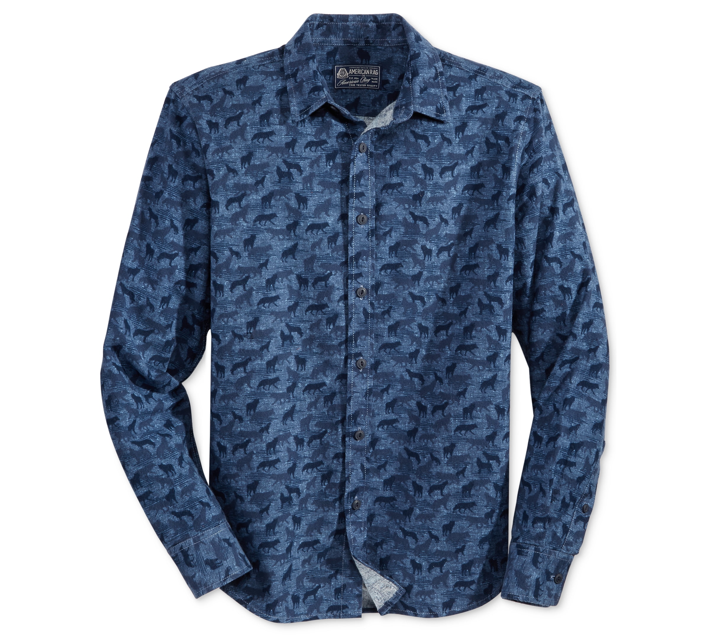 American Rag Men's Flannel Printed Button-Down Shirt, Navy, S - Walmart ...