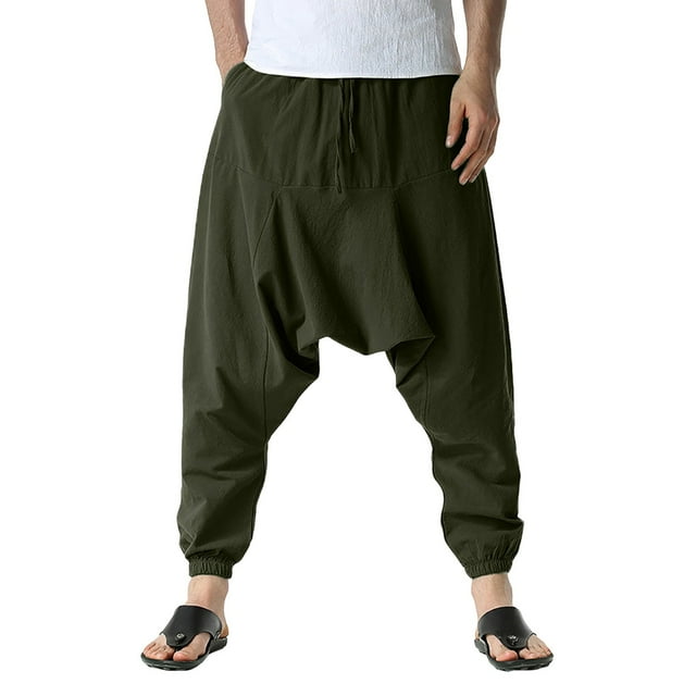 XDZJLR Mens Pants Casual Summer Loose Drawstring Mid Waist Yoga with Pockets Pant