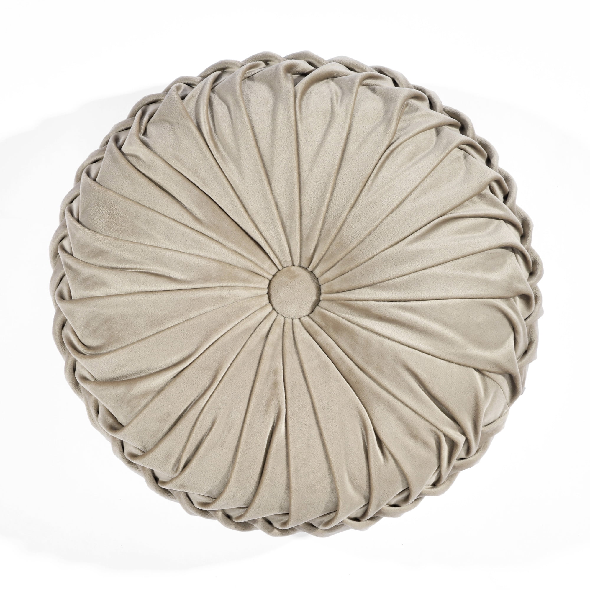 Round Pleated Soft Velvet Decorative Pillow Gray Single Diameter - Walmart.com