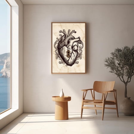 Anatomical Heart Keyhole Wall Art Gothic Anatomy Dark Romance, Unframed Poster