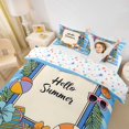 thumbnail image 2 of spefrowx Cute Line Art Summer Hibiscus Bedding for Kids GirlS, Striped Beach Ball Duvet Cover Full, Stars Reversible, 3 Pieces, 1 Duvet Cover and 2 Pillowcases, 2 of 6