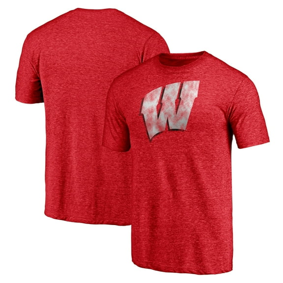 Men's Heathered Red Wisconsin Badgers Classic Primary Tri-Blend T-Shirt