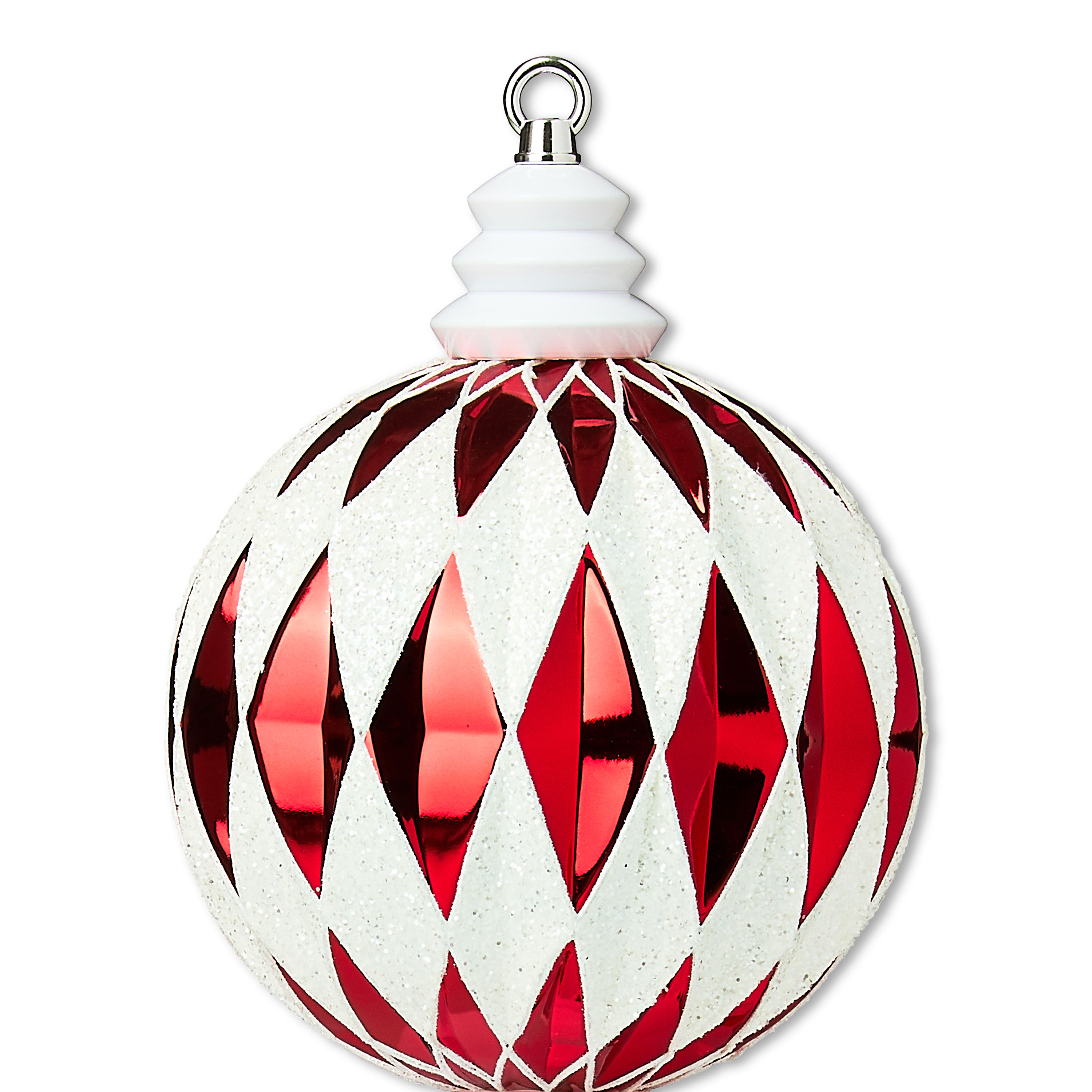 Red and White Jumbo Shatterproof Finial Christmas Ornament, 23