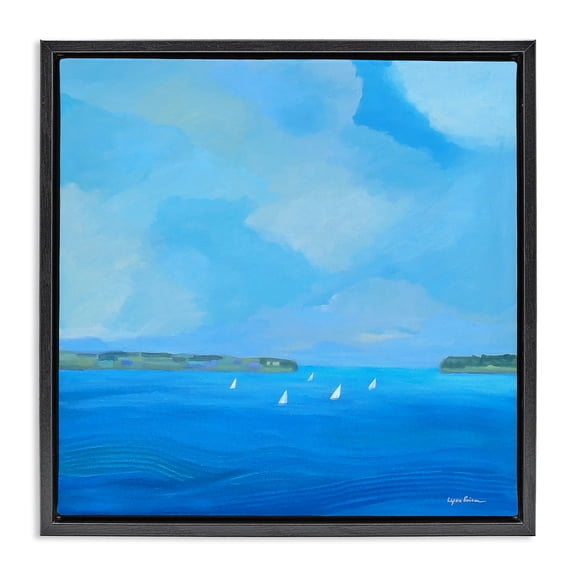 Stupell Industries A Perfect Day Seascape Black Framed Floater Canvas Wall Art, design by Lynn Ericson Fine Art