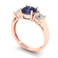 thumbnail image 2 of Clara Pucci 14K Rose Gold 1.5ct BlueSapphire Three-Stone Ring for Women, 2 of 8