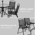 thumbnail image 4 of Comedor de Jardin con Mesa Redonda de Cristal Templado y Sillas de Tela con Estructura de Acero - Desayunador con Sombrilla Plegable para Patio Jardin y Exterior Negro, 4 of 9