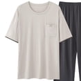 thumbnail image 3 of Ceisia Men's Plus Size Loose Fit Modal Cotton Crew Neck T-Shirt & Long Pants Set - Breathable Soft Casual Two-Piece Loungewear Gifts, 3 of 5