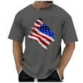 thumbnail image 3 of Pedort Mens T Shirts Independence Day USA Flag 4th of July Independence Day American Flag Men's Tee Shirt(F-Gray,M), 3 of 5