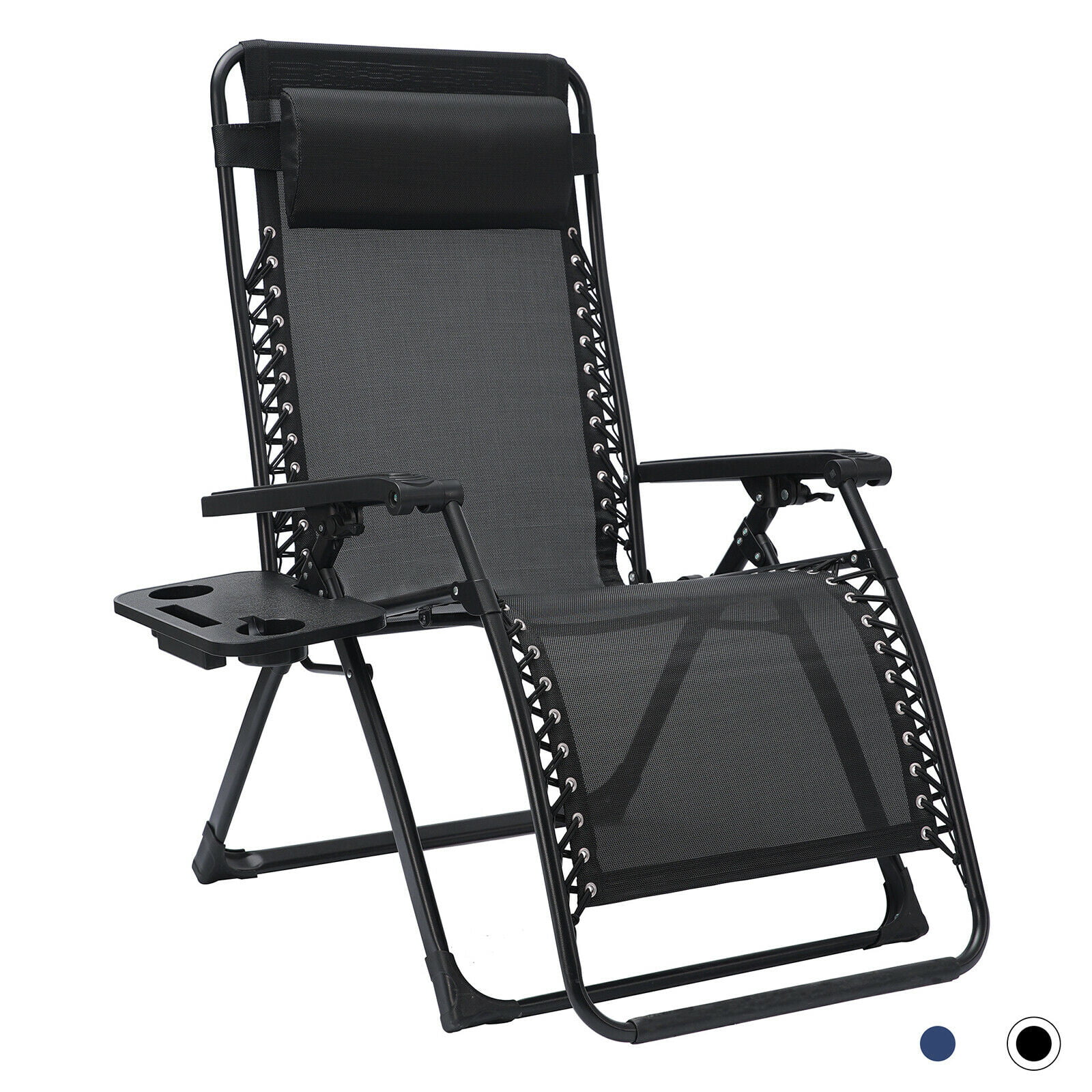 2 X Outdoor Folding Lounge Chairs Pillow Beach Patio Recliner Portable Garden A 