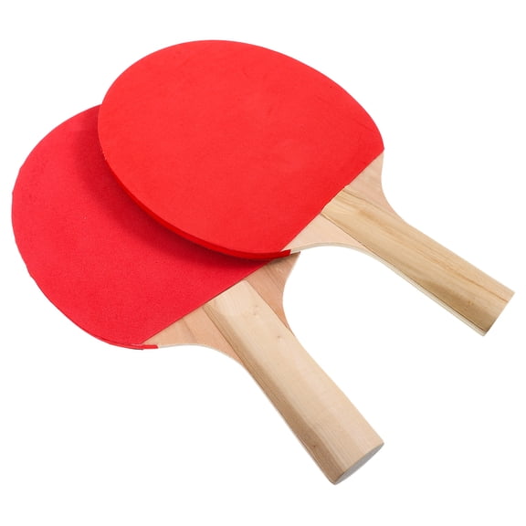COMPUKAS Table Tennis Rackets 1 Pair Wooden Pong Set Red for Indoor Outdoor Play
