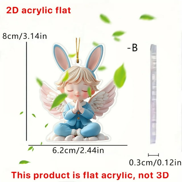 Easter Winged Angel Acrylic Pendant, Car Interior Hanging Decoration Ornament, Versatile Rearview Mirror Accessory for Home and Vehicle, Lightweight Holiday Gift Decor