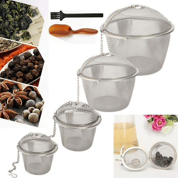4 Size Stainless Steel Tea Strainer Infuser Tea ball Locking Ball Tea Spice Mesh Herbal Ball Cooking tools With Chain