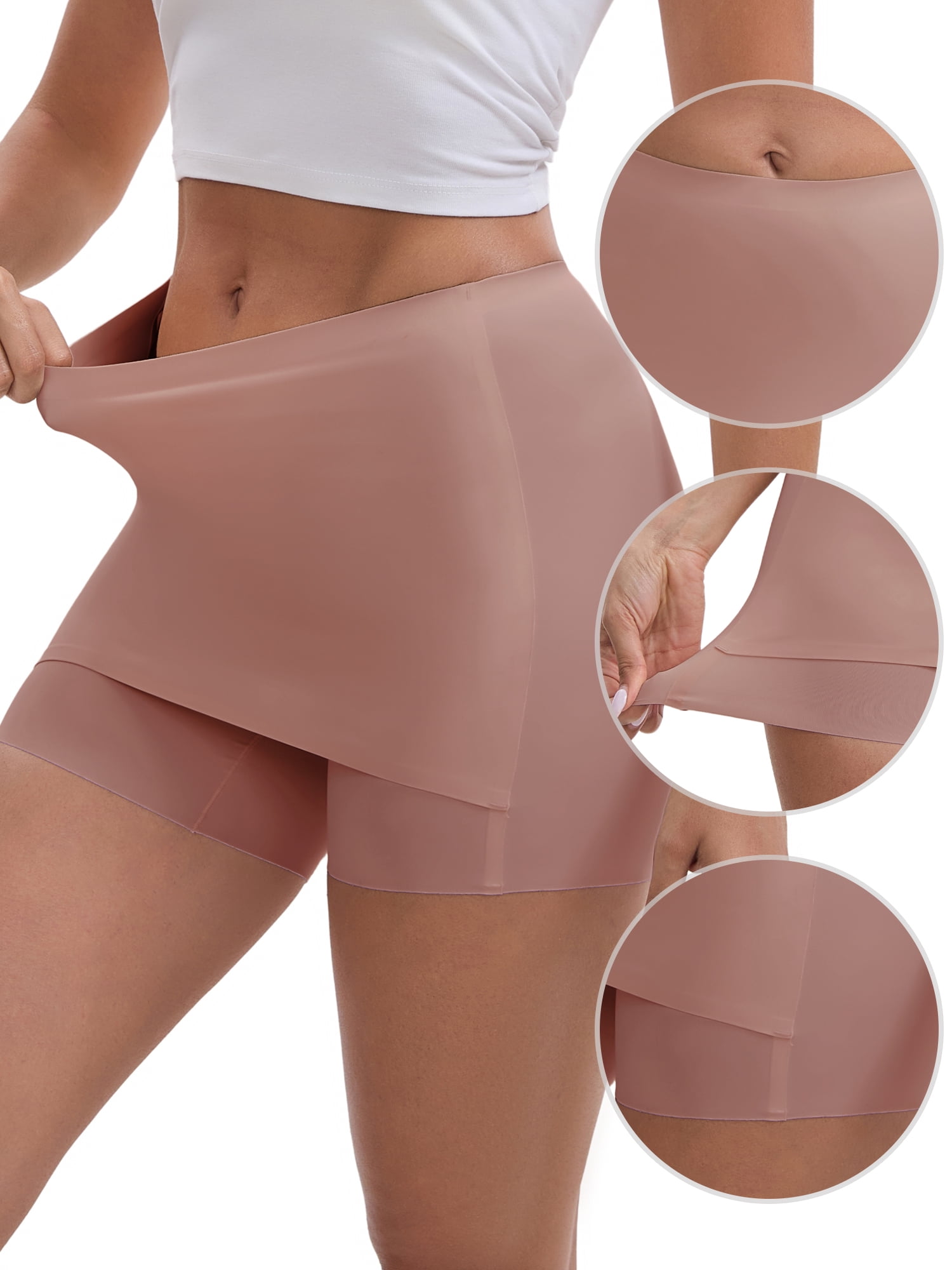 DARING DIVA Women's Seamless Tummy Control Half Slip Shorts XXL Pink