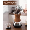 thumbnail image 3 of Pour Over Coffee Maker with Double-Layer Stainless Steel Filter, Pour Over Coffee Dripper with Leather Collar, Glass Coffee Carafe with Cork Lid for Hand Brewing, 3 of 4