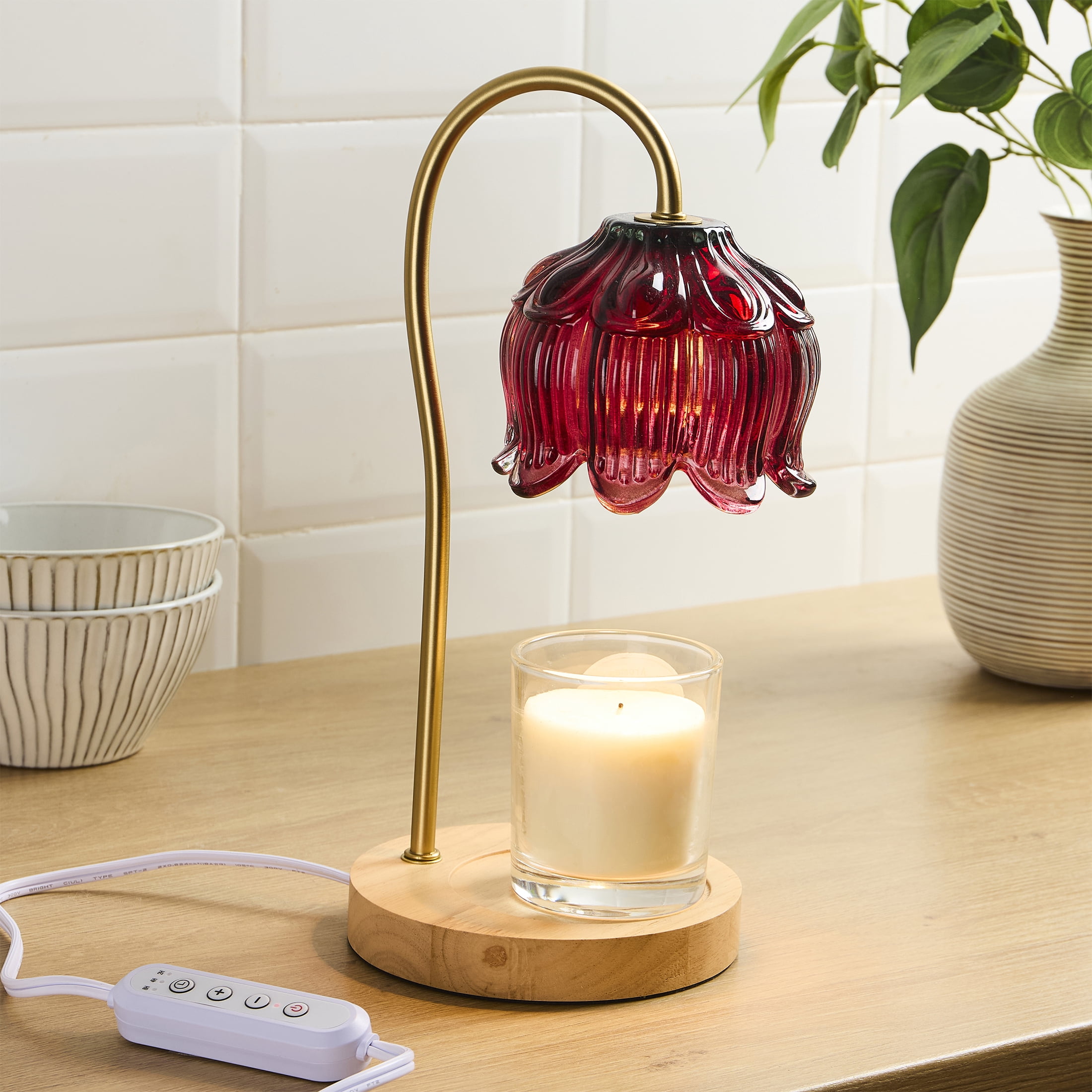Home Décor Collection Red 13" Candle Warmer Lamp