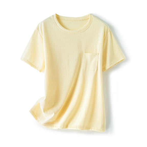Mittory Women's Short Sleeve T-Shirts Casual Crewneck Tees with Pocket Summer Basic Tops