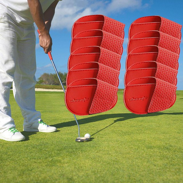 Langgg Golf Head Covers PU Portable Protector for Athlete Travel Golf Training Red Large