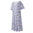 thumbnail image 4 of EFINNY Women's Plus Size Short Sleeves Nightgowns Fashion Print Nightshirt Pullover Soft Nightdress Loungewear, 4 of 8