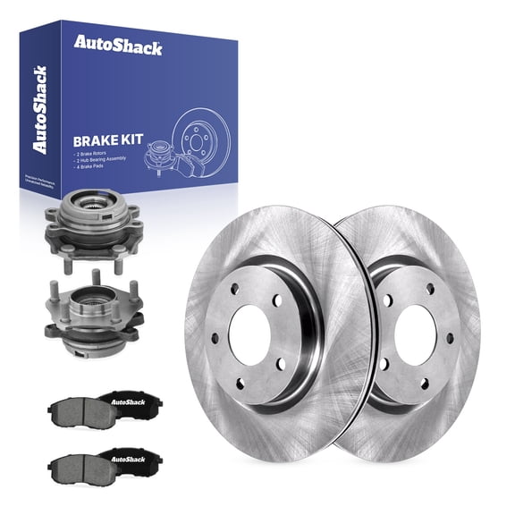 AutoShack Front Vented Brake Rotors   Ceramic Pads   Hub Bearing Assembly 8-PC Brake Kit Replacement for 2007-2012 Nissan Altima 11.65" (295.9 mm)