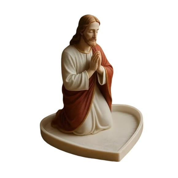 Porta rosario con estatua de oración, bandeja para joyas, regalo para mujer, organizador de joyas versátil. Jesús