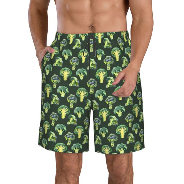 Fotbe Broccoli 3 Trajes de Baño Estampados para Hombre, Shorts de Verano de Secado Rápido, Ropa de Playa, Bañadores-Medium