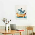 thumbnail image 3 of JRXY  Funny Dolphin Bathroom Canvas Wall Art Cute Blue Watercolour Dolphin In Bathtub Poster Marine Wildlife Animal Print Paintings Rustic Coastal Bathroom Wall Decor Picture Artwork  12x16 in, 3 of 5