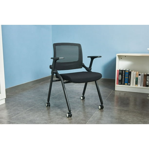[2 Pack] Stackable Conference Room Chairs with Wheels and Paddle