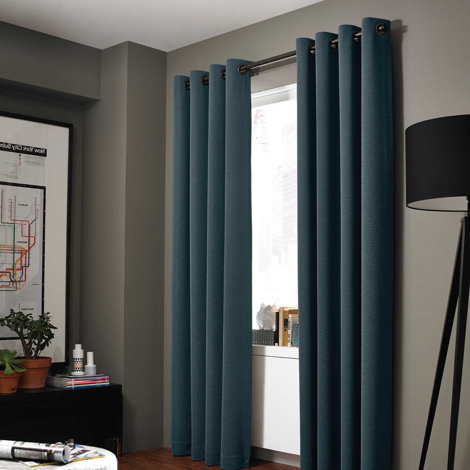 100% Blackout Panels Heavy Thick Grommet Bay Window Curtain 1 SET Teal 