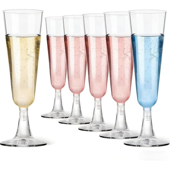 Plastic Champagne Flutes, 20 Pack Disposable Champagne Glasses, 5.5oz Plastic  Glasses Cups for Engagement Wedding Birthday Party Decor Supplies