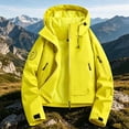 thumbnail image 3 of Warop Womans Hooded Jacket, Drawstring Hood Long Sleeve Solid Coat, Cropped Fit Outdoor Windbreaker for Hiking Trip, 3 of 4
