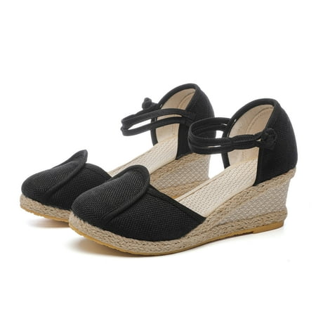 

eczipvz Wedge Sandals for Women Sandals for Women Strappy Sandal Adjustable Flat Sandals with Buckled Ankle Strap Simple Classic Sandals Ladies Sandals